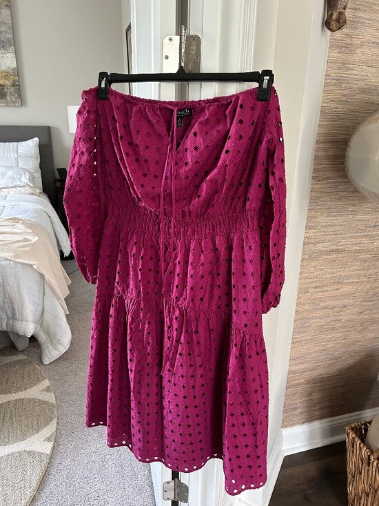 Eloquii Dresses & Skirts - Eloquii Raspberry sundress off shoulder with sleeves, size 14